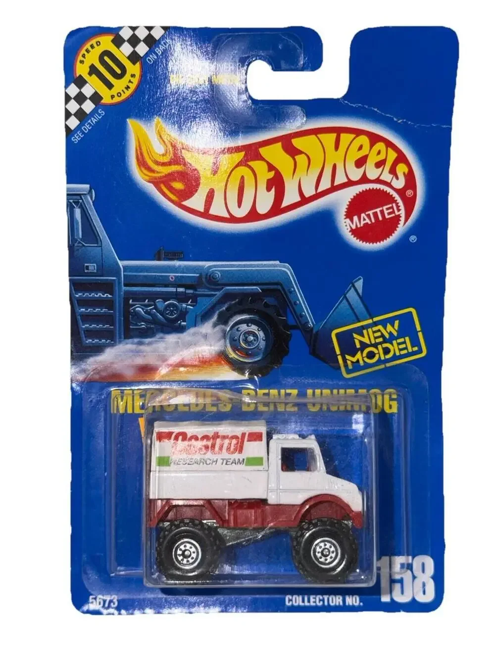 Hot Wheels Blue Card #158 Mercedes-Benz Unimog Castell Research Team